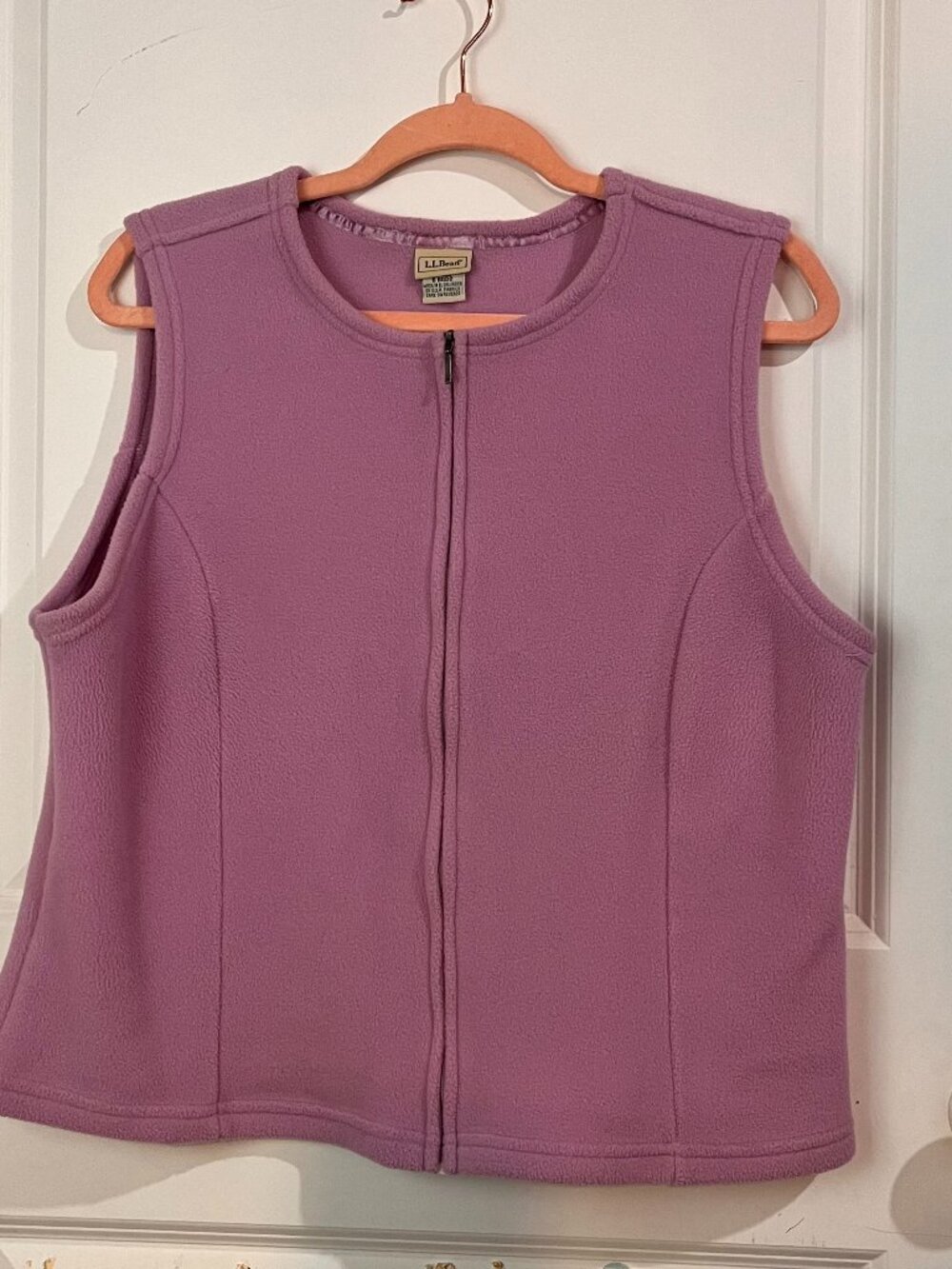 LL Bean Lilac Fleece Vest Women's Large - Reg